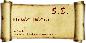 Sinkó Dóra névjegykártya